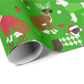 Papier Cadeau Papier d'enveloppement de chien de boîte de Noël (Coin rond)