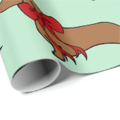 Papier Cadeau Papier d'enveloppement de chien de Noël rétro (Coin rond)