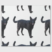 Papier Cadeau Papier d'enveloppement de chien noir (Plat)