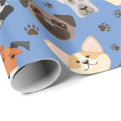 Papier Cadeau Papier d'enveloppement de chiens (Coin rond)