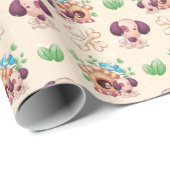 Papier Cadeau Papier d'enveloppement de chiens mignons (Coin rond)