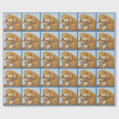 Papier Cadeau Papier d'enveloppement de chiot bleu (Plat)