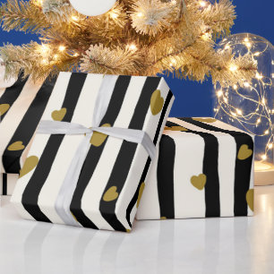 Papier Cadeau Papier d'enveloppement de coeur doré