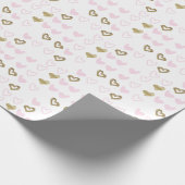 Papier Cadeau Papier d'enveloppement de coeur rose et or (Coin)
