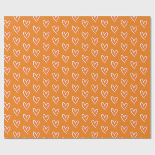 Papier Cadeau Papier d'enveloppement de coeur rose orange (Plat)