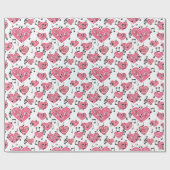 Papier Cadeau Papier d'enveloppement de coeurs noirs et rouges (Plat)