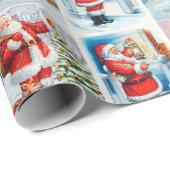 Papier Cadeau Papier d'enveloppement de collage de Père Noël Fes (Coin rond)