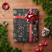 Papier Cadeau Papier d'enveloppement de conception de Noël noir