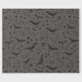 Papier Cadeau Papier d'enveloppement de corbeau gothique (Plat)