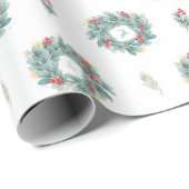 Papier Cadeau Papier d'enveloppement de couronne de Noël (Coin rond)