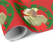 Papier Cadeau Papier d'enveloppement de couronne de Noël de la r (Coin rond)