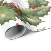 Papier Cadeau Papier d'enveloppement de courroie Holly Berry (Coin rond)