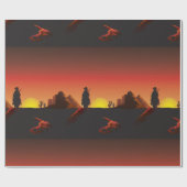 Papier Cadeau Papier d'enveloppement de cowboy couché de soleil (Plat)
