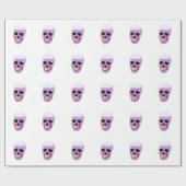 Papier Cadeau Papier d'enveloppement de crâne violet violet blan (Plat)