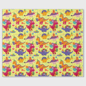 Papier Cadeau Papier d'enveloppement de dinosaures (Plat)
