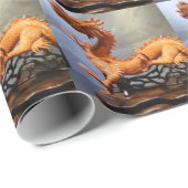 Papier Cadeau Papier d'enveloppement de dragon chinois (Coin rond)