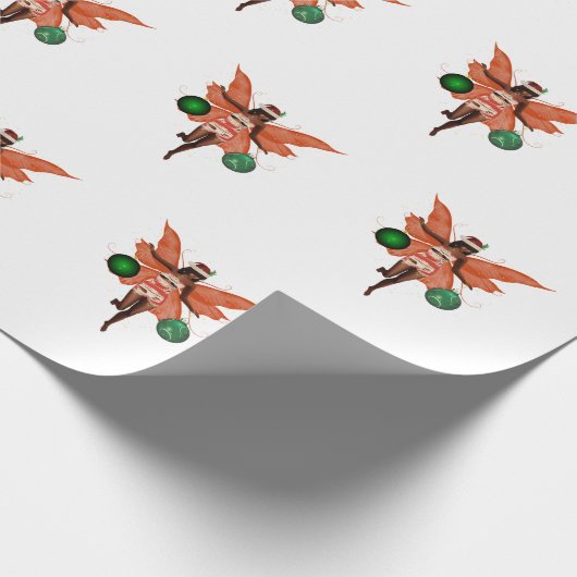 Papier Cadeau Papier d'enveloppement de fées de Noël afro-améric (Coin)