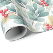 Papier Cadeau Papier d'enveloppement de feuillage de Noël (Coin rond)