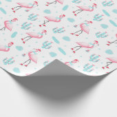 Papier Cadeau Papier d'enveloppement de Flamant rose de Noël (Coin)
