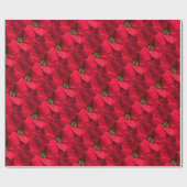Papier Cadeau Papier d'enveloppement de fleurs de Noël rouge Poi (Plat)