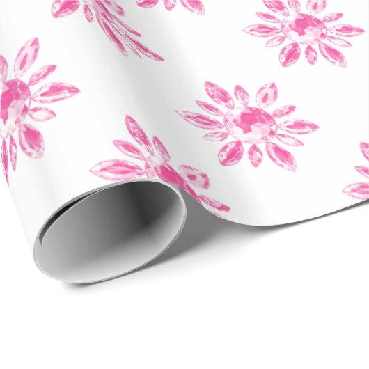 Papier Cadeau Papier d'enveloppement de fleurs rose cristal (Coin rond)