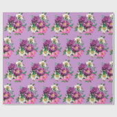 Papier Cadeau Papier d'enveloppement de fleurs violettes et rose (Plat)