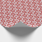 Papier Cadeau Papier d'enveloppement de flocon rouge et blanc (Coin)
