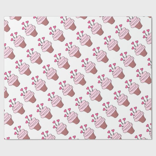 Papier Cadeau Papier d'enveloppement de gâteaux de coeur rose et (Plat)