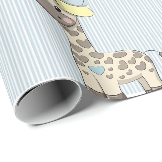 Papier Cadeau Papier d'enveloppement de Giraffe pour bébé en des (Coin rond)