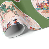 Papier Cadeau Papier d'enveloppement de golf vintage (Coin rond)