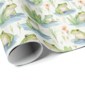 Papier Cadeau Papier d'enveloppement de grenouille d'aquarelle (Coin rond)