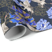 Papier Cadeau Papier d'enveloppement de grues asiatiques (Coin rond)