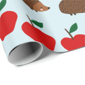 Papier Cadeau Papier d'enveloppement de hérisson et de pommes mo (Coin rond)