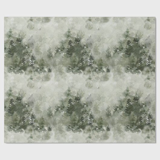 Papier Cadeau Papier d'enveloppement de la forêt d'aquarelle (Plat)