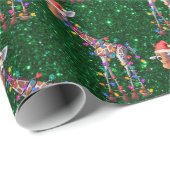 Papier Cadeau Papier d'enveloppement de la Giraffe de Noël (Coin rond)