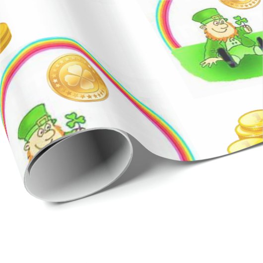 Papier Cadeau Papier d'enveloppement de la Saint-Patrick (Coin rond)