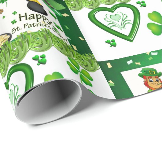Papier Cadeau Papier d'enveloppement de la Saint-Patrick (Coin rond)