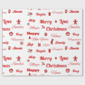 Papier Cadeau Papier d'enveloppement de la typographie de Noël (Plat)