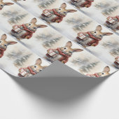 Papier Cadeau Papier d'enveloppement de lapin de Noël (Coin)