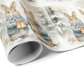 Papier Cadeau Papier d'enveloppement de lapin de Noël (Coin rond)