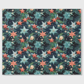 Papier Cadeau Papier d'enveloppement de l'étoile de Noël marin (Plat)