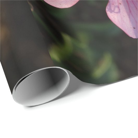 Papier Cadeau Papier d'enveloppement de lin à fleurs roses (Coin rond)