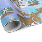 Papier Cadeau Papier d'enveloppement de l'orignal de Noël en plu (Coin rond)