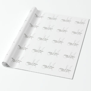 Papier Cadeau Papier d'enveloppement de monogramme Mariage blanc