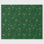 Papier Cadeau Papier d'enveloppement de motif de flocon vert or (Plat)