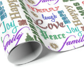 Papier Cadeau Papier d'enveloppement de mots de Noël (Coin rond)