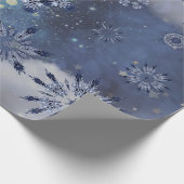Papier Cadeau Papier d'enveloppement de neige bleue (Coin)