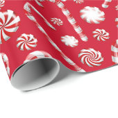 Papier Cadeau Papier d'enveloppement de Noël à la menthe blanche (Coin rond)