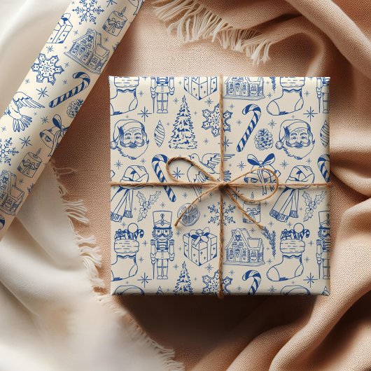 Papier Cadeau Papier d'enveloppement de Noël aux griffes bleues