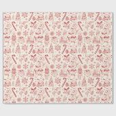 Papier Cadeau Papier d'enveloppement de Noël aux griffes rouges (Plat)